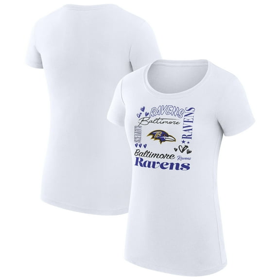 Women's G-III 4Her by Carl Banks White Baltimore Ravens Super-Slim Fit Lightweight Collage Team T-Shirt