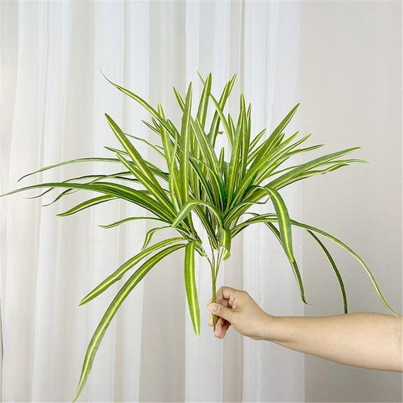 Artificial Spider Plant Large 23.6 Inch Fake Greenery Plants UV Resistant Outside Faux Plants Bushes for Indoor Table Outdoor Planter Decorative,1 Five-branched Phnom Penh Chlorophytum Grass,Green