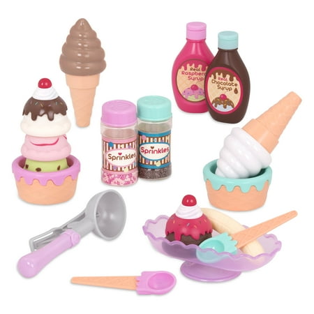 Battat Sweet Treats Ice Cream Parlour Plastic Playset with 21 Multicolor Pieces, Toddler and Preschool Toys