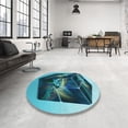 thumbnail image 4 of Ahgly Company Machine Washable Indoor Round Transitional Blue Diamond Blue Area Rugs, 6' Round, 4 of 7