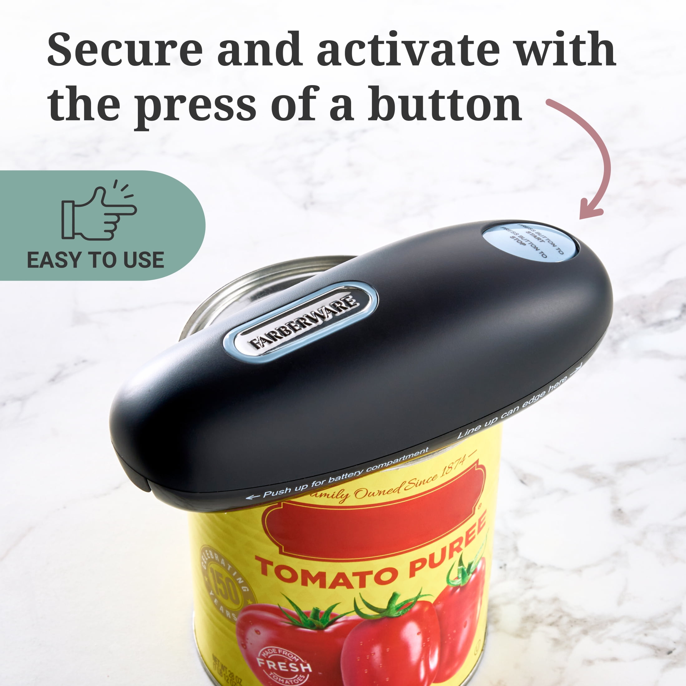 Farberware Soft Grips Hands-Free Battery-Operated Can Opener in Black