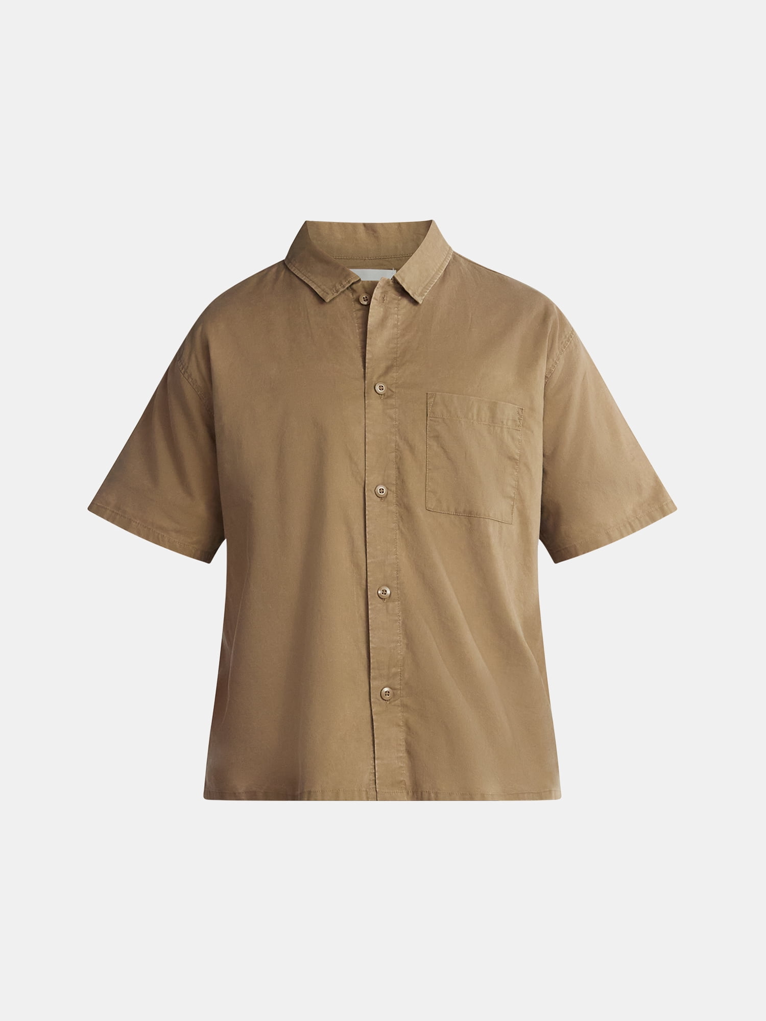 No Boundaries Boxy Button Down Shirt with Short Sleeves, Men's and Big Men's