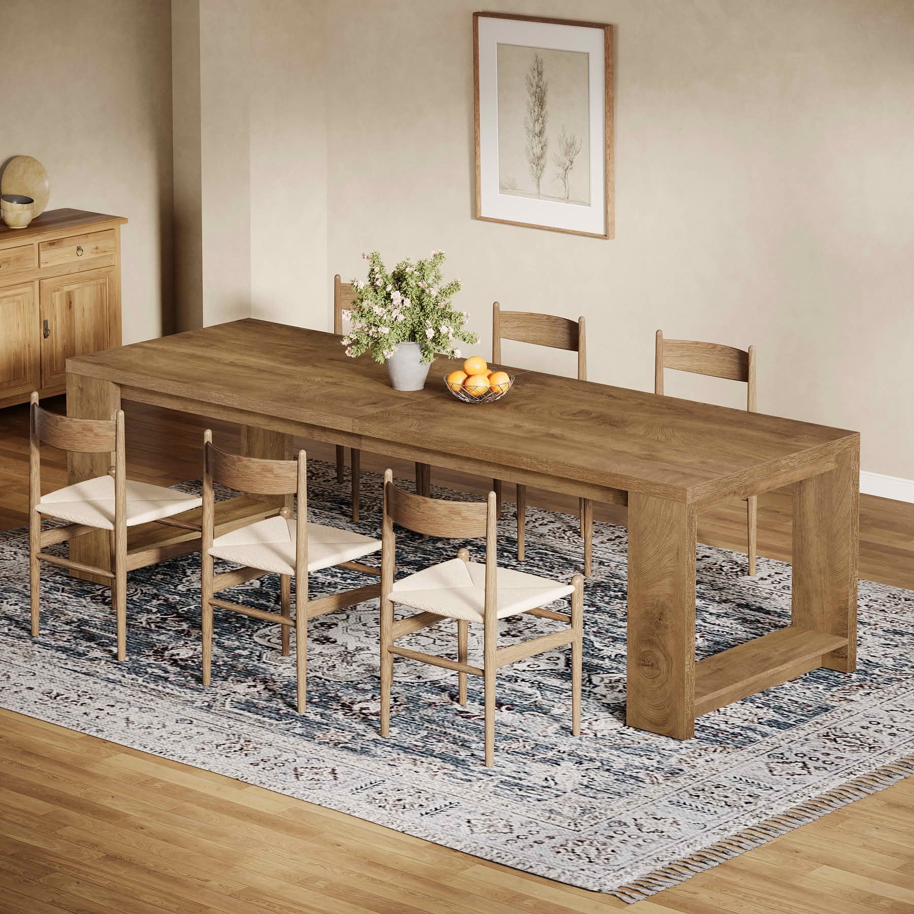 MAYEERTY 86 Inch Farmhouse Long Dining Table, Thick MDF Wood Table Seats 8-10 for Home Conference