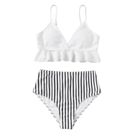 

REORIAFEE Womens Plus Size Swimsuit High Waisted Bikini Quick Dry Swimsuit Summer Swimwear Easter Gifts for Everyone Women s 2023 Summer Easter Spring Fashion White S