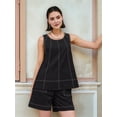thumbnail image 4 of Women Short Sets 2 Piece Vacation Outfits Sleeveless Tank Top and Shorts Matching Set with Pockets Black XXL, 4 of 6