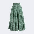 thumbnail image 7 of BLTIBY Women's High Elastic Waist Midi Skirt Casual Summer Trendy Tie Front Flowy Ruffle Floral Print A Line Skirts Green S, 7 of 7