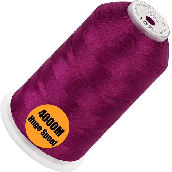New brothread - Single Huge Spool 4000M Each Polyester Embroidery Machine Thread 40WT for Commercial and Domestic Machines - Dark Fuchsia
