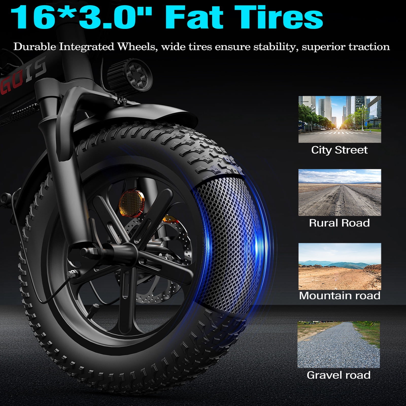 GugoIs 1000W Peak Electric Bike for Adults, 16" * 3.0 Fat Tire Electric Bicycle, 48V 20Ah Battery, One-step Folding Commuter Ebike, Handlebar Bag & Rear Seat, USB-A UL2849