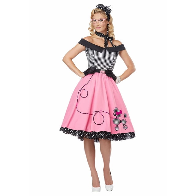 Disfraz PREMIUM Vaselina California Costumes Collections Vestido de los 50´s Gris y Rosa Para Dama