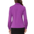 thumbnail image 3 of INSPIRE CHIC Women's Long Sleeve Blouses Chiffon Pleated Tie Neck Office Top Shirt L Violet, 3 of 6