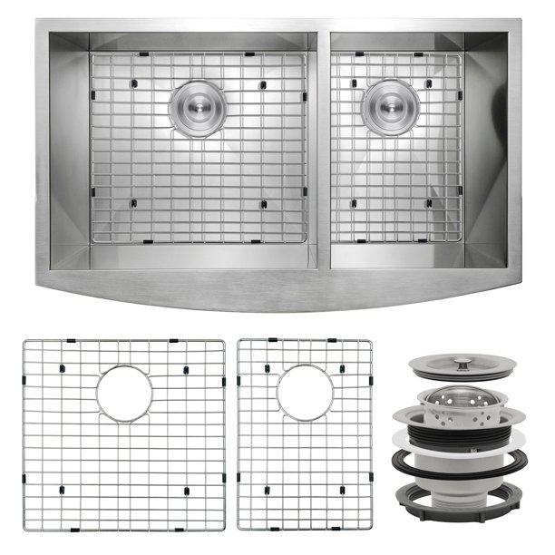 AKDY 33" x 22" x 9" Handmade Apron Under Mount Dual Basin Stainless