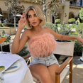thumbnail image 2 of Women's Fashion Fluffy Fur Smocked Top Versatile Feather Top ClothingXL, 2 of 4