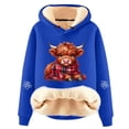 thumbnail image 4 of NinXxx Women's Casual Cow Print Hoodie Long Sleeve Pullover Sweatshirt Blue L, 4 of 4