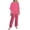 Hot Pink, variant on Two Piece Sets for Women 2026 Casual Round Collar Middle Sleeve Top Printed Floral Pants Suit