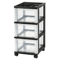IRIS USA Medium 3 Drawer Cart with Organizer Top, Black