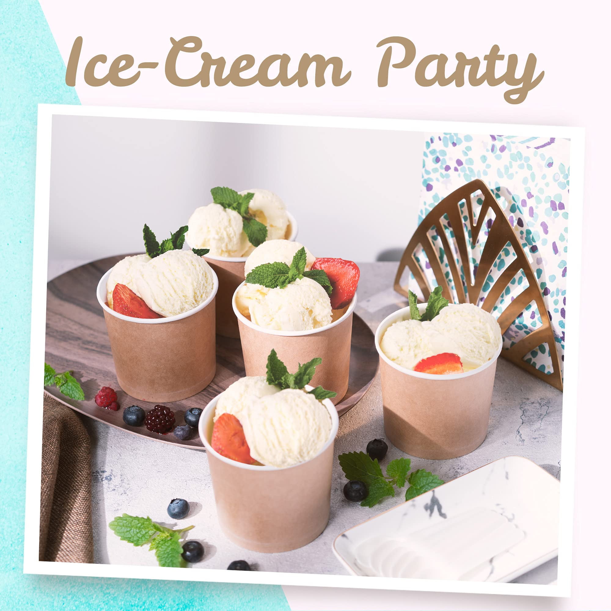 MATICAN Paper Ice Cream Cups - AFN150-Count 11-Oz Disposable Dessert Bowls for Hot or Cold Food, 11-Ounce Party Supplies Treat Cups for Sundae, Frozen Yogurt, Soup, Brown