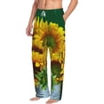 thumbnail image 2 of Uemuo Sunflowers in Bucket Pattern Men's Wide Leg Palazzo Lounge Pants with Pockets Light Weight Loose Comfy Casual Pajama Pants-Small, 2 of 9