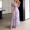 thumbnail image 2 of Letdown Summer Dresses for Women 2026 Floral Cottagecore Dress Puff Sleeve Maxi Ruffled Corset Dress Square Neck A Line Flowy Wedding Guest Tea Party Dresses, 2 of 8
