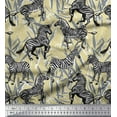 thumbnail image 1 of Soimoi Beige Rayon Crepe Fabric Leaves & Wild Animal Print Sewing Fabric BTY 46 Inch Wide, 1 of 3