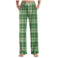 thumbnail image 2 of RKSTN Green Pajama Pants Men Plaid Print Plus Size Elastic Drawstring Waist Color Block Relaxed Wide Leg Long Pants with Pockets Unisex, 2 of 6