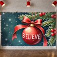 thumbnail image 3 of Red Theme Christmas Banner Snowflake Pattern Holiday Banner Gold Bow Pine Branch Xmas Banner for Christmas Party Home Decoration Holiday Gathering, 3 of 9
