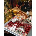thumbnail image 2 of Christmas Snowman Truck Placemats Set of 1 Poinsettia Leaf Xmas Balls Red Black Buffalo Plaid Heat Insulation Washable Place Mats, Non-Slip Table Mats for Dining Table Party Kitchen Decor,13x19 Inch, 2 of 4