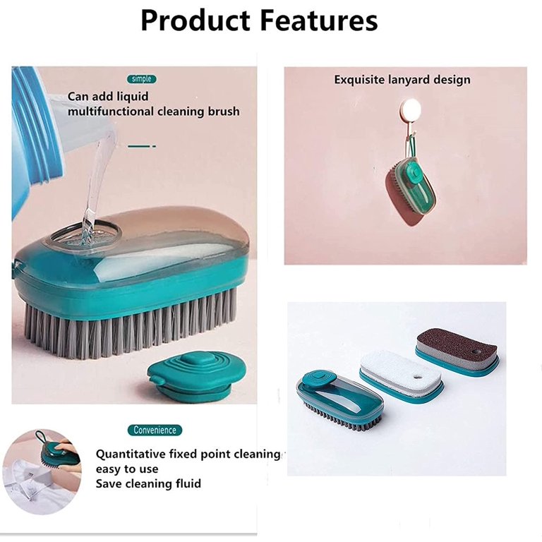 Pot Brush With Soap Dispenser, Multi-functional Kitchen Cleaning