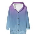 thumbnail image 4 of Hueook Puffer Jacket Womens Daily Printed Long Sleeved Knitted Cardigan Button Up Hooded Jacket Top Purple XL, 4 of 5