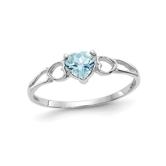 Gem & Harmony 2/5 Carat (Ctw) Light Aquamarine Heart Ring in 14K White Gold for Women