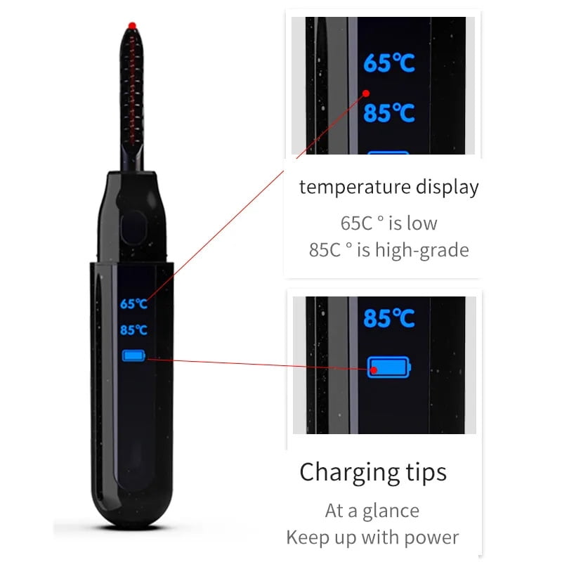 Dual-temperature control electric eyelash curler, 8-10 seconds fast curling |   Digital display, USB charging, does not damage eyelashes