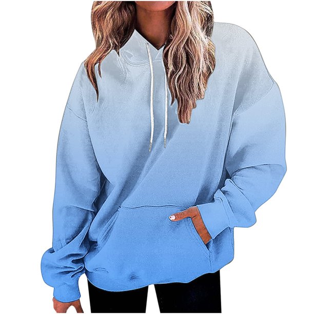 Neewe Womens Hoodies Fall Long Sleeve Drawstring Pullover Tops With Pockets Fashion Loose Casual Sweatshirt For Women