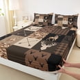 thumbnail image 3 of jejeloiu Deer Skull Silhouette Twin Sheet Sets,Farmhouse Camouflage Hunting Twin Fitted Sheet,Brown Plaid Grid Flat Sheet For Teens,Breathable Home Decor,3pcs, 3 of 7