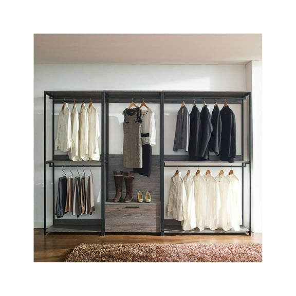 Klair Living Monica Wood Walk-in Closet System in Rustic Gray