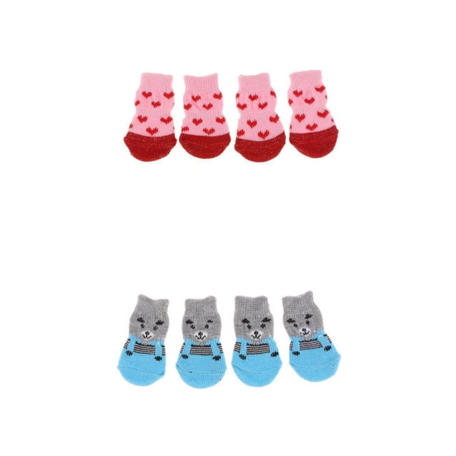 Calcetines para Perros Yuyangstore 8Pcs Calcetines Antideslizantes Gris Rosa