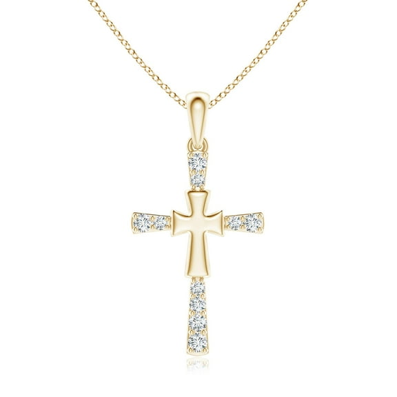 Angara Natural 0.21 Ct.tw. Diamond Cross Pendant Necklace in 14K Yellow Gold for Women