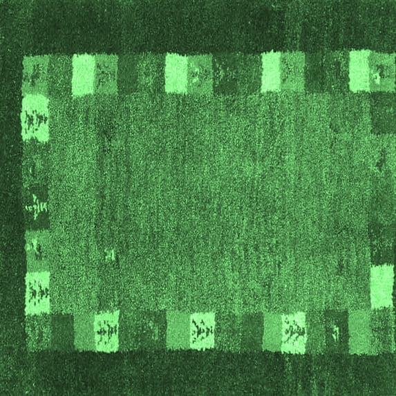 Ahgly Company Indoor Square Abstract Emerald Green Contemporary Area Rugs, 3' Square