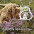 thumbnail image 5 of Highland Cow Necklace 925 Sterling Silver Cute Calf August Birthstone Heart Pendant Necklaces for Women Mother Daughter Birthday Jewelry Gifts 18" + 2", 5 of 5