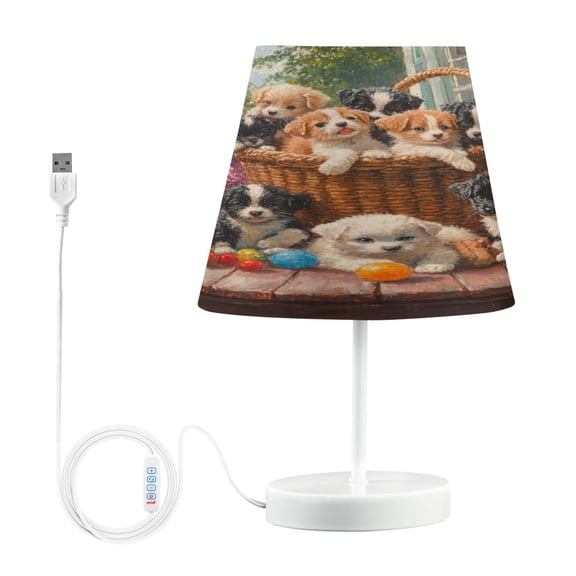 BZSMCE Table Lamp Creative Basket Of Puppies and Kitten Simple Pattern Night Light