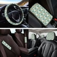 thumbnail image 4 of HUIACONG Floral Car Seat Covers for Women Flowers Car Accessories Seat Covers Full Set with Steering Wheel Cover Armrest Cover Seat Belt Pads Headrest Cover Coasters Keychain Universal Fit 14 Pcs, 4 of 5