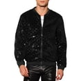 thumbnail image 1 of CHAQUETA CHIC para Hombres Chaqueta de Béisbol con Lentejuelas Argyle Chaqueta Brillante para Fiesta Club XL Negra, 1 of 5