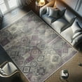 thumbnail image 4 of Ambesonne Oriental Decorative Rug Carpet, Modern Moroccan Tiles Art, 2' 5" x 5', Pale Lilac Pale Teal, 4 of 5