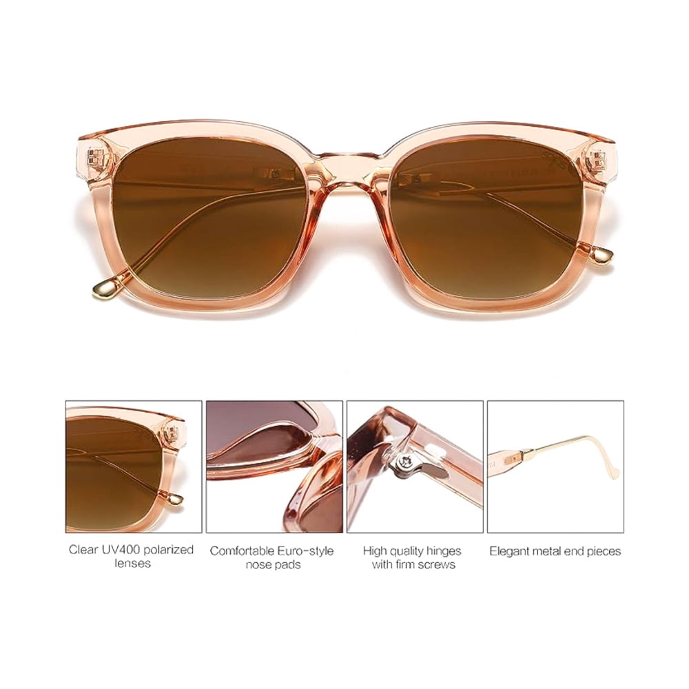 Street Knitted Retro Polarized Square Sunglasses, Pink, UV400, Women's