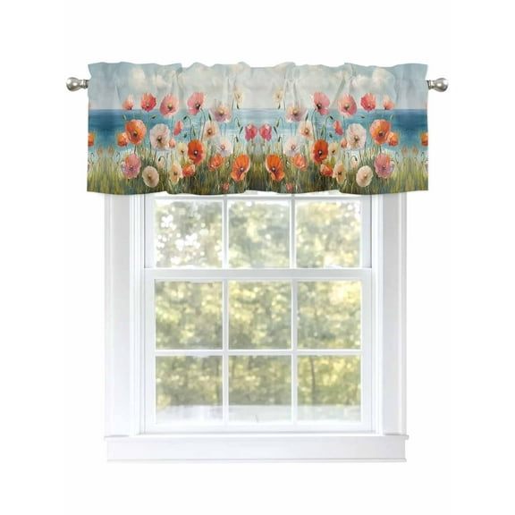 Concubine Oil Painting Valances for Windows, Rod Pocket Kitchen Valance Curtains - Soft & Washable Small Window Treatment for Living Room, Bathroom, Farmhouse , 42x12 Inch, 1 Panel