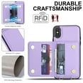 thumbnail image 5 of For iPhone XS/X Phone Case Wallet Card Holder,RFID Blocking PU Leather Back Magnetic Flip Kickstand Folio Case Wrist Lanyard & Crossbody Strap Protective Women Girls Cover,Violet, 5 of 8