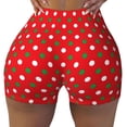 thumbnail image 2 of Haiem White and Green Polka Dot No Front Seam Biker Shorts for Women Yoga Workout Gym Bike Shorts with Tummy Control Moisture-Wicking-Small, 2 of 9