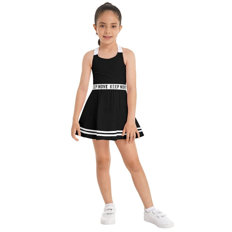 Aislor Kids Girls Sports Outfit Sleeveless Tennis Dress and Athletic Shorts  Activewear