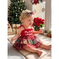 thumbnail image 6 of RUINIXCW Newborn Baby Girl My First Christmas Outfit Xmas Romper Dress Infant Girl Strap Sleeveless Smocked Patchwork Tulle Tutu Dress Headband, 6 of 10