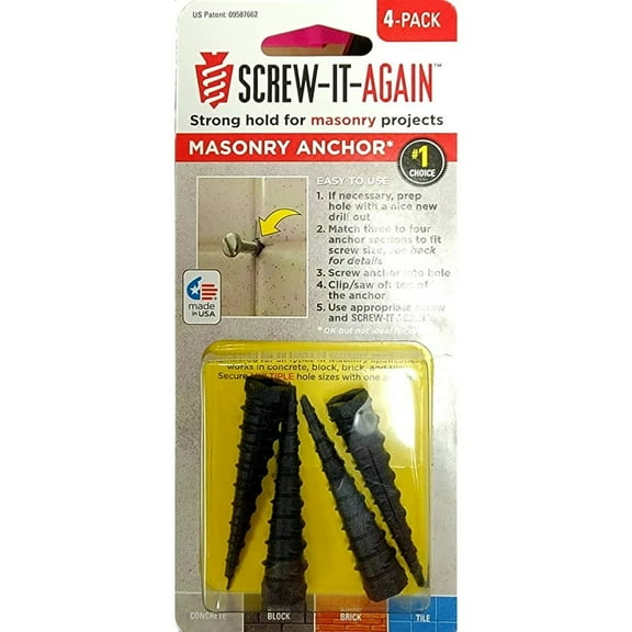 Screw-It-Again Masonry Anchor - 4 Pack
