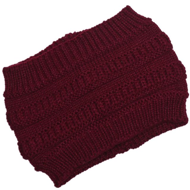New Women Autumn Winter Ponytail Beanie Hat Solid Color Lady Stretch Knitted Crochet Beanies Hat Cap For WomenOne Size He Qiyong unisex