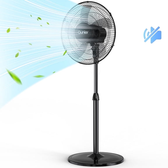 16" Oscillating Pedestal Fan, 3-Speeds Stand up Fan with Adjustable Height and Tilt, Less Noise, for Home Office Room Bedroom, Black